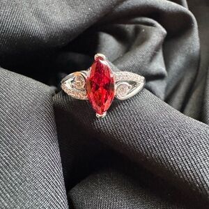 Elegant white and Red Gemstone Ring